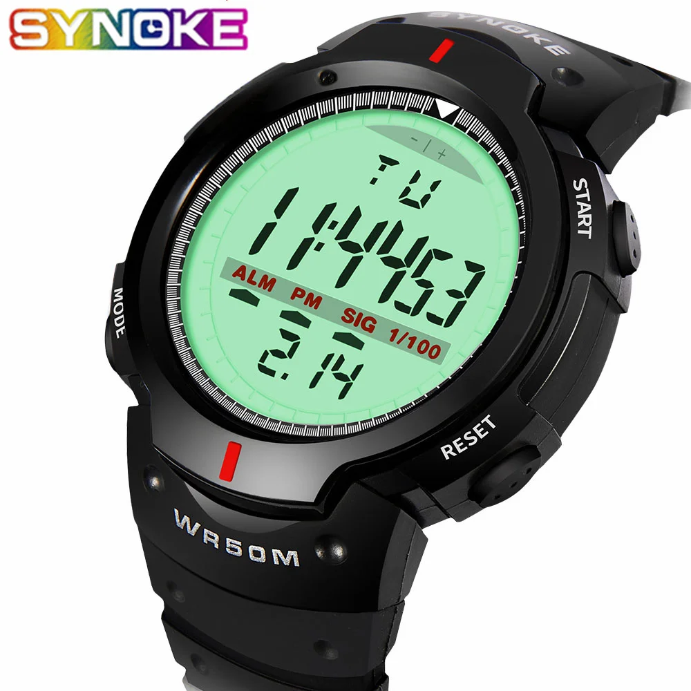 SYNOKE font b Watches b font Men 30M Waterproof Electronic LED Digital font b Watch b