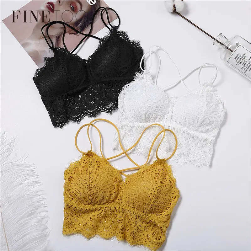  Padded Bralette Deep V Lace Bras For Women Fashion Wireless Bra 3 Colors Summer Crop Top Girls Back