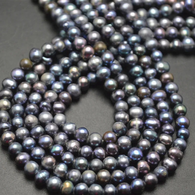 

4~6mm Dark Gray Black Color Fresh Water Pearl Potato Loose Beads Fashion Jewelry making supply