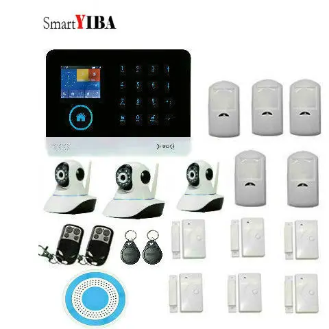 

SmartYIBA WIFI GSM 3G GPRS Alarm System Wireless Blue Siren Wireless Home Security WIFI IP Camera Surveillance RFID 3G Alarm Kit