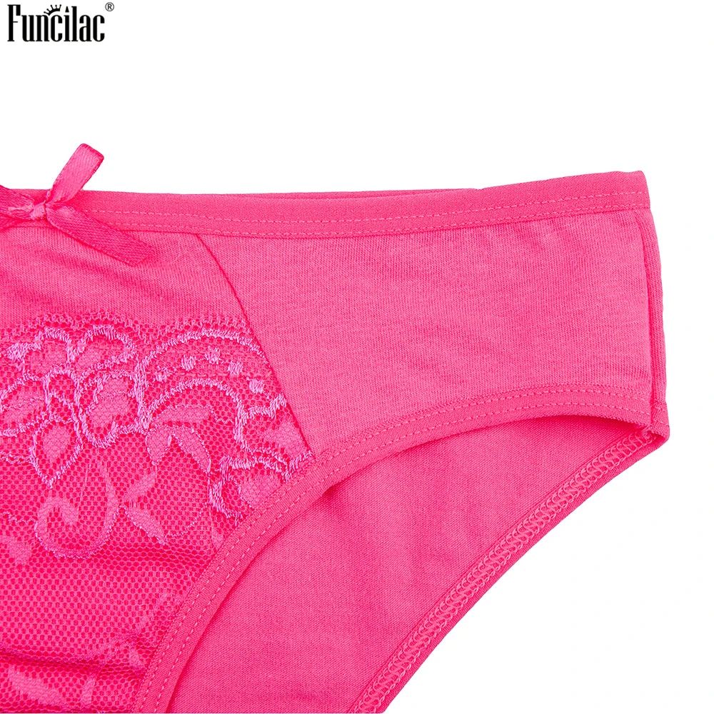 FUNCILAC Underwear Lace Floral Women G String Cotton Underpants Solid Low Rist Panties Sexy Transparent Bfifes Intimates 1 Piece