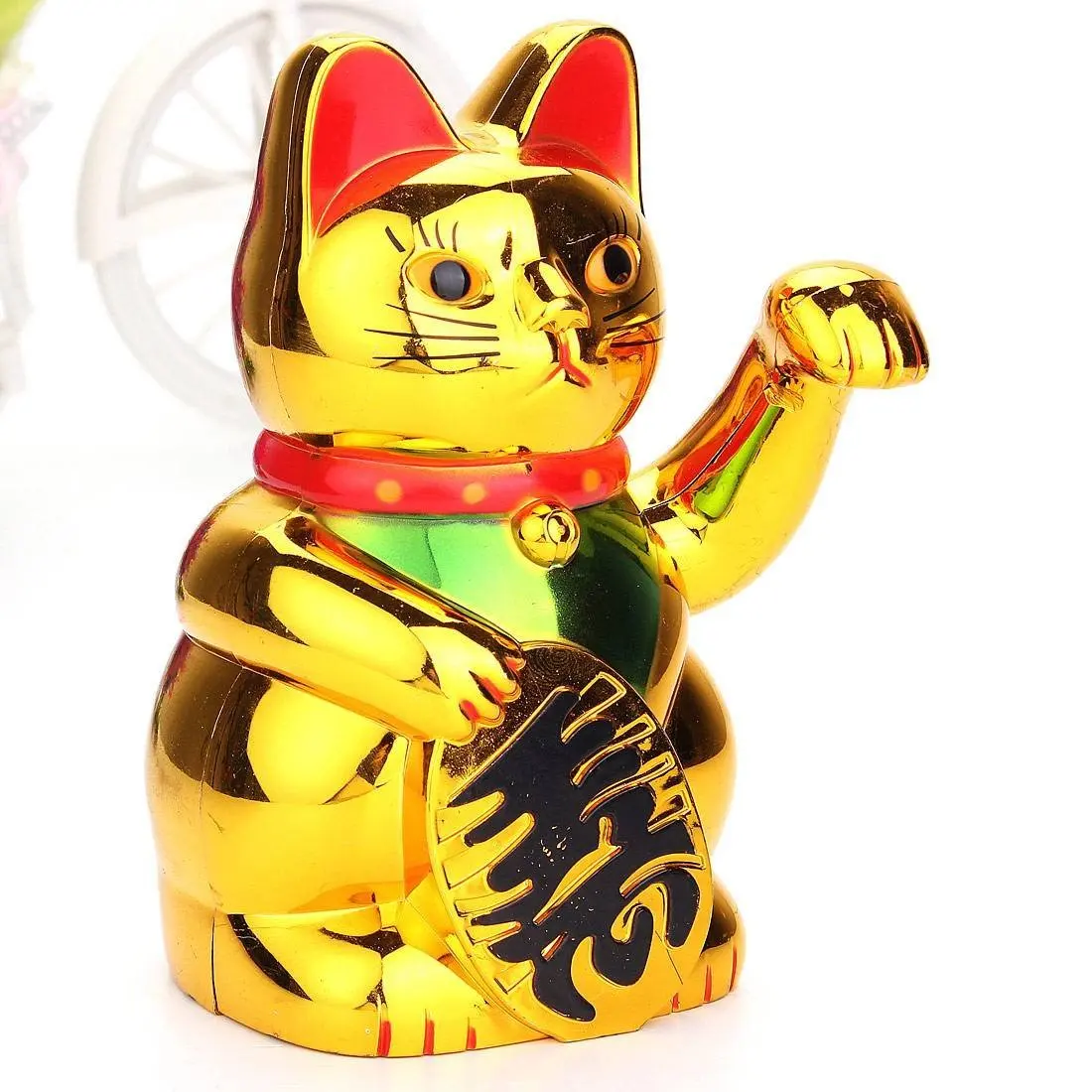 Золото Maneki Neko милый счастливый кот Электрический Ремесло Искусство домашний магазин отель украшения