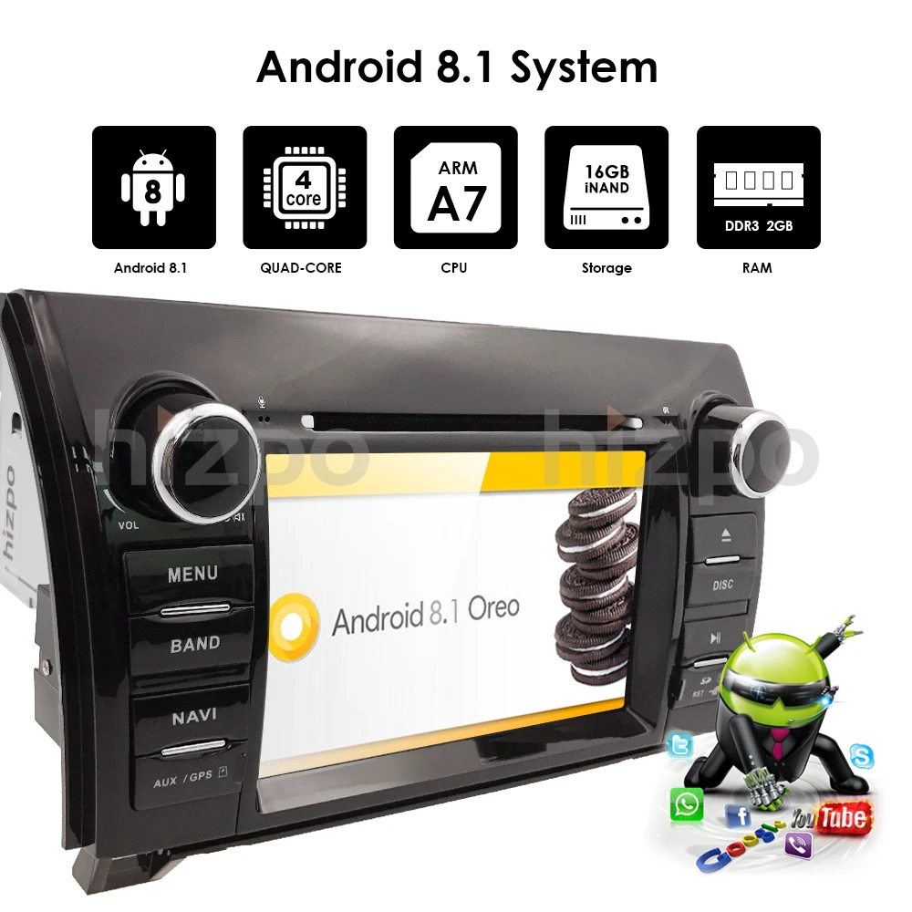 Flash Deal 7 Inch 2 Din HD 1024x600 Quad Core Android 8.1 Car DVD GPS For Toyota Tundra Sequoia 2008-2013 Stereo Radio 4G WiFi OBD DVR DAB+ 5