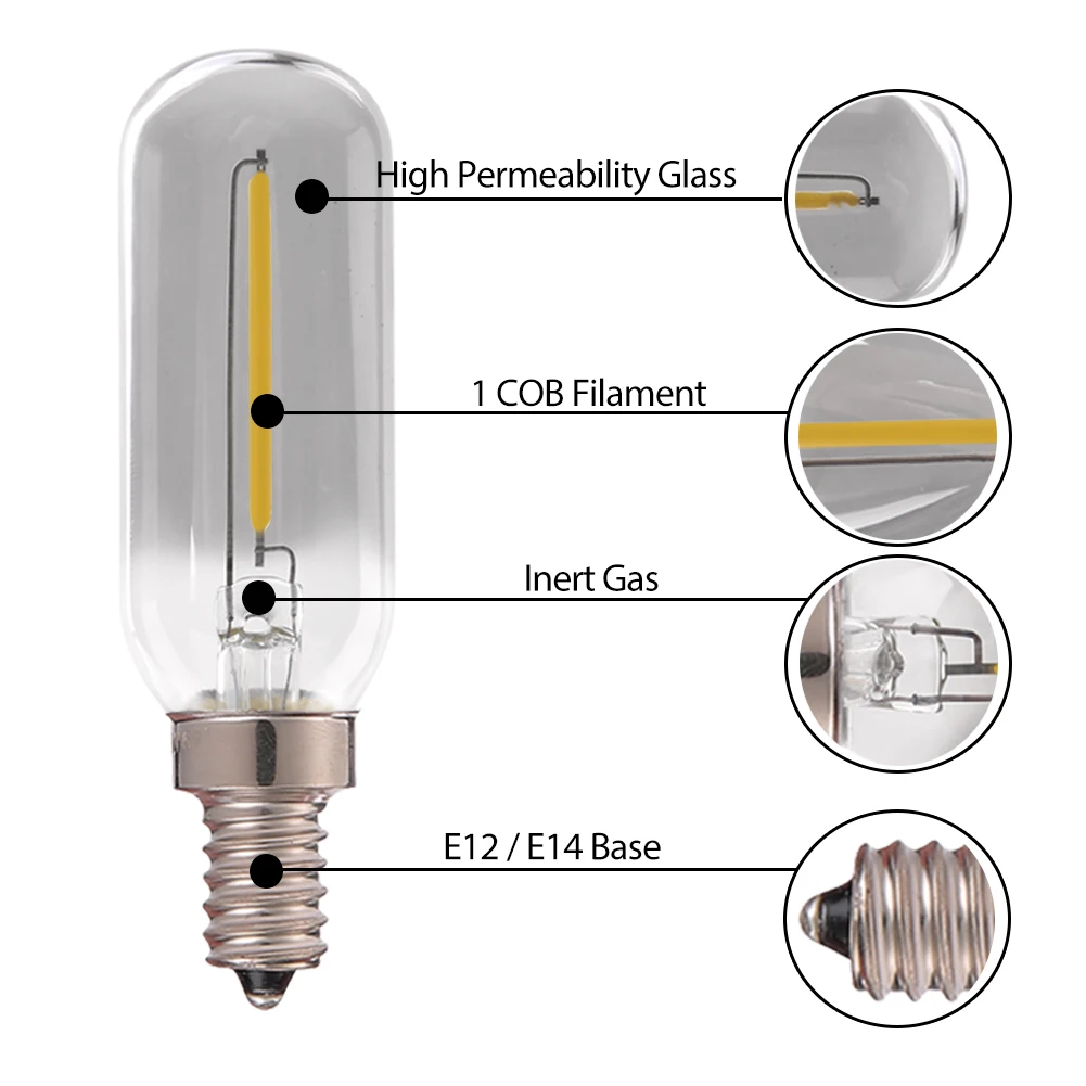 Dimmable E14 Светодиодный светильник накаливания 1 Вт E14 220 В E12 110 В светодиодный светильник Эдисона Ретро светодиодный свет лампы дневного света 4000 к люстры лампочки