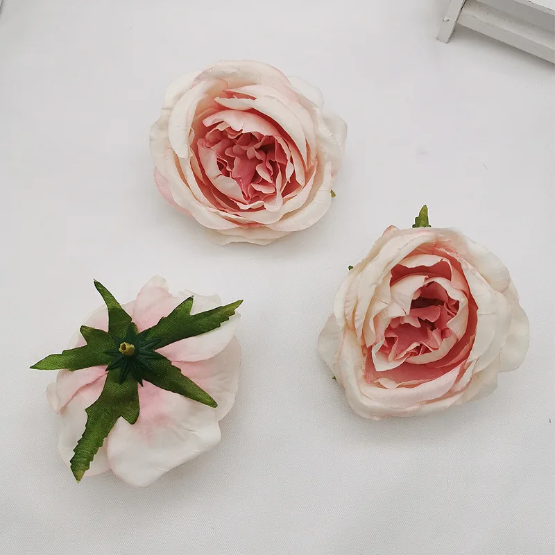 5PCS 7.5cm Peony Flower Head Silk Artificial Flowers For Wedding Decoration DIY Decorative Party Hotel Home Wreath Fake Flowers