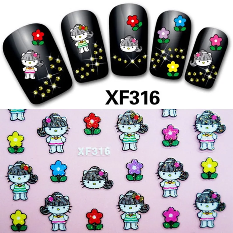 

SIZILAN Nail Art Nail Polish Sticker Green Cartoon Cat Child Pregnant Woman Phototherapy Sticker 3D Applique