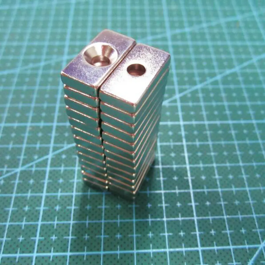 500 шт. NdFeB исправить магнит 20x10x4 мм с M4 винт утопленные отверстия блока N42 неодимовые Редкие земли постоянный магнит 20*10*4-4