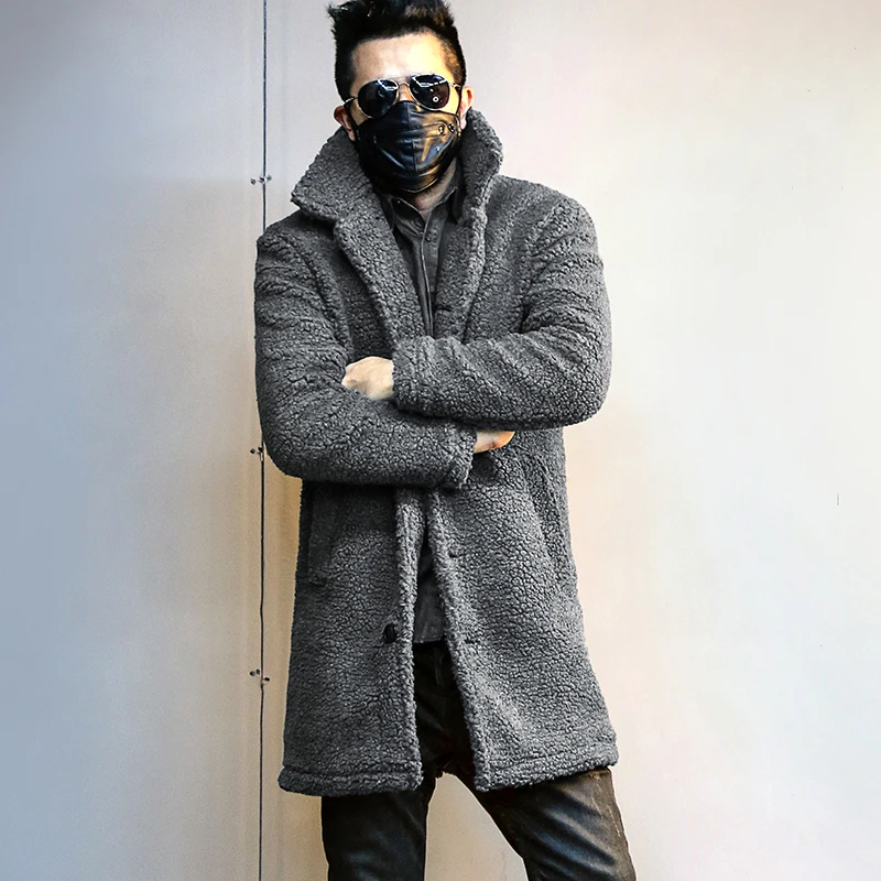 Мужское повседневное утолщенное длинное пальто теплое хлопковое зимнее серое флисовое теплое пальто в европейском стиле новинка для мужчин F8258