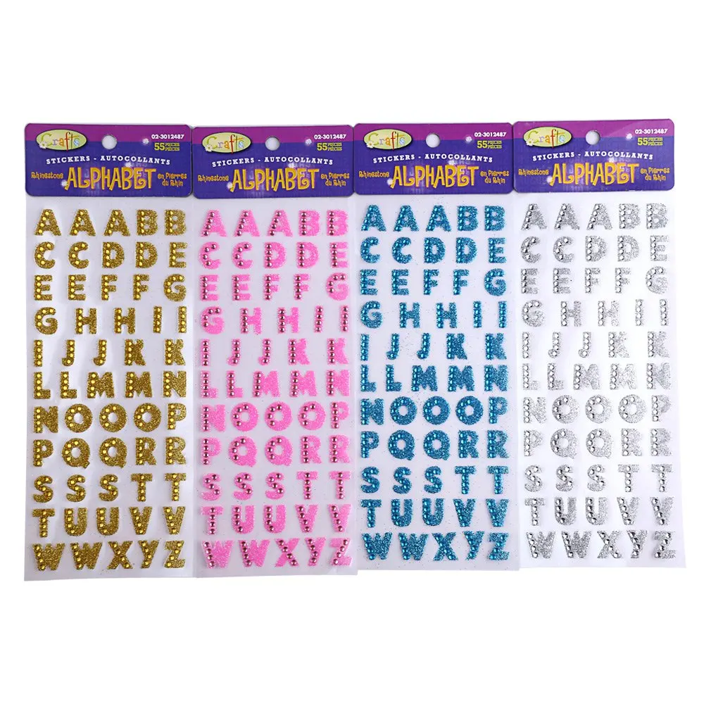 55 pcs glitter crystals alphabet letter self adhesive diy a z words glitter letter stickers