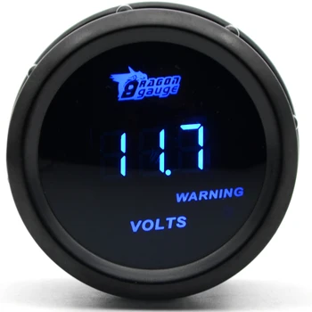 

DRAGON GAUGE 2'' 52MM Volt Gauge 0-15V Black Color Digital Blue Led