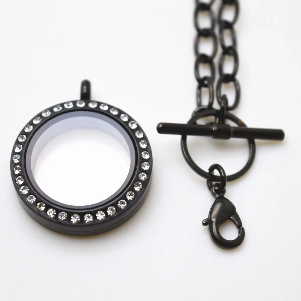 Origami Owl Medium Black Crystal Lockets With Black Toggle