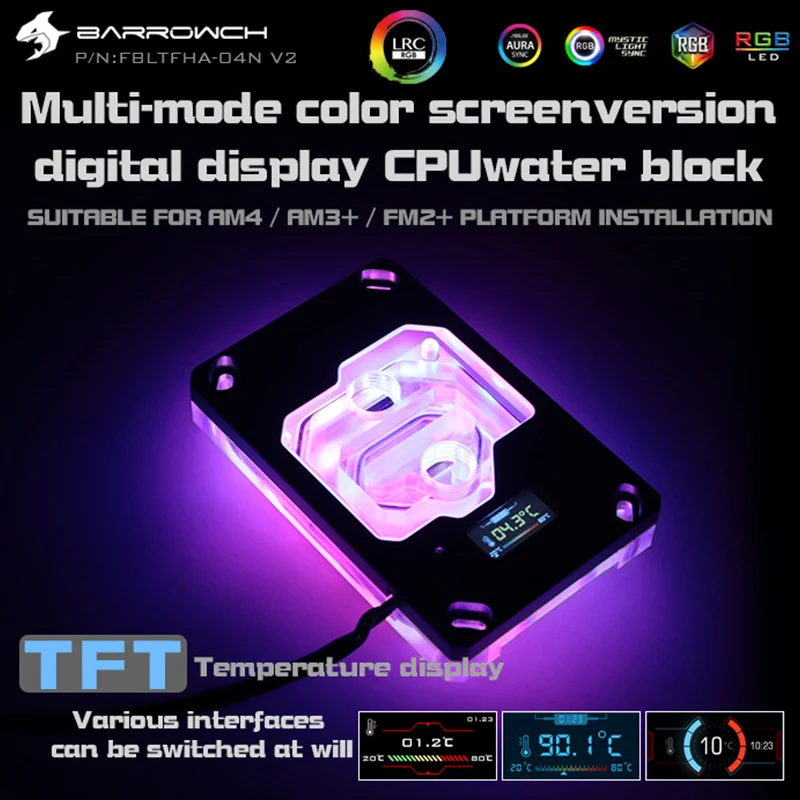  Barrowch FBLTFHA-04N-V2 Für RyzenAMD/AM4/AM3 CPU Wasser Blöcke Digital Display Temperatur Microwate