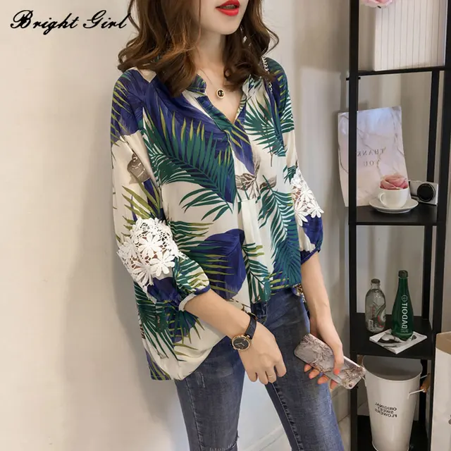 BRIGHT GIRL Women Blouse Tropical 