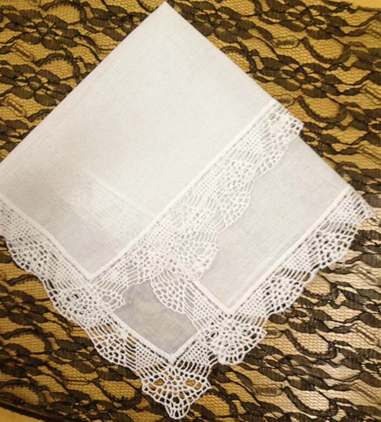 Set of 12 Fashion Ladies Handkerchiefs 12 inch White cotton Wedding