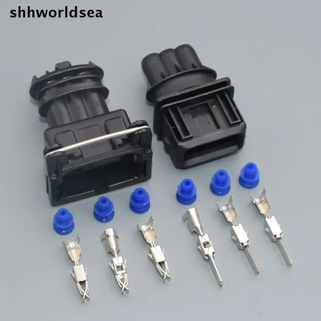shhworldsea 50Set car Fuel Injector Plug Car Waterproof 3.5 3P 3 Pin