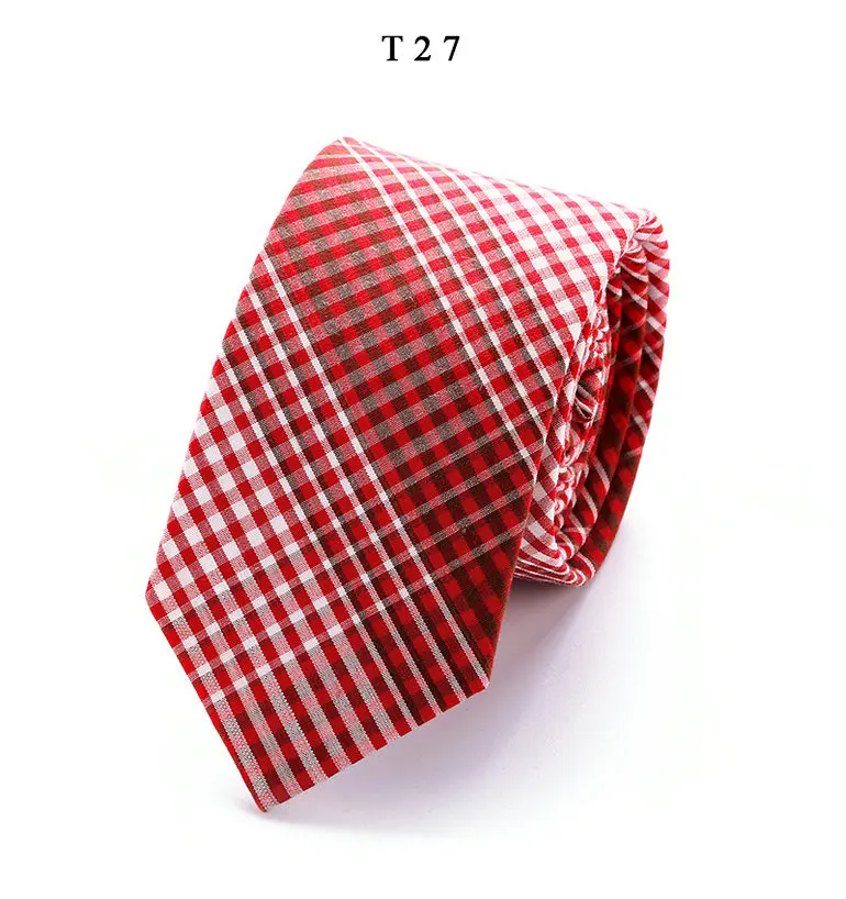 Брендовые Галстуки 6 см, узкие тонкие хлопковые галстуки для мужчин, свадебные вечерние галстуки в полоску, галстуки на шею, T16-2, Прямая поставка - Цвет: T27