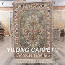 YILONG 2'x3' Кашан персидские ковры ручной работы изысканный Шелковый Восточный светильник зеленый ковер(YHW430B2x3