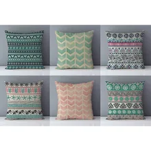 Populares de calidad de color cojín geométrico Europa Vintage sofá almohadones para el hogar decorativos almohada 45x45cm de algodón de lino funda de almohada