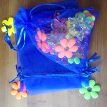 300 шт 7*9 см ярко-синяя Органза Подарочная сумка Стенд для ювелирных украшений Сумки на шнурке сумка для браслетов/ожерелья Мини сумка из пряжи