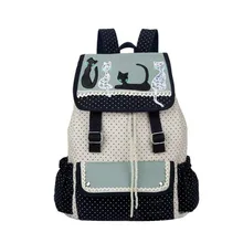 New Trend Cat Party School Backpack Large Capacity Canvas Double Shoulder Bags Fashion Women’s Travel Bags
