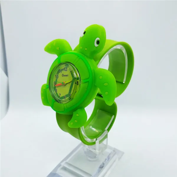 Детские часы с изображением черепахи из мультфильма для детей, студенческие наручные часы для девочек и мальчиков, модные детские часы божья коровка, электронный подарок для малышей - Цвет: Зеленый
