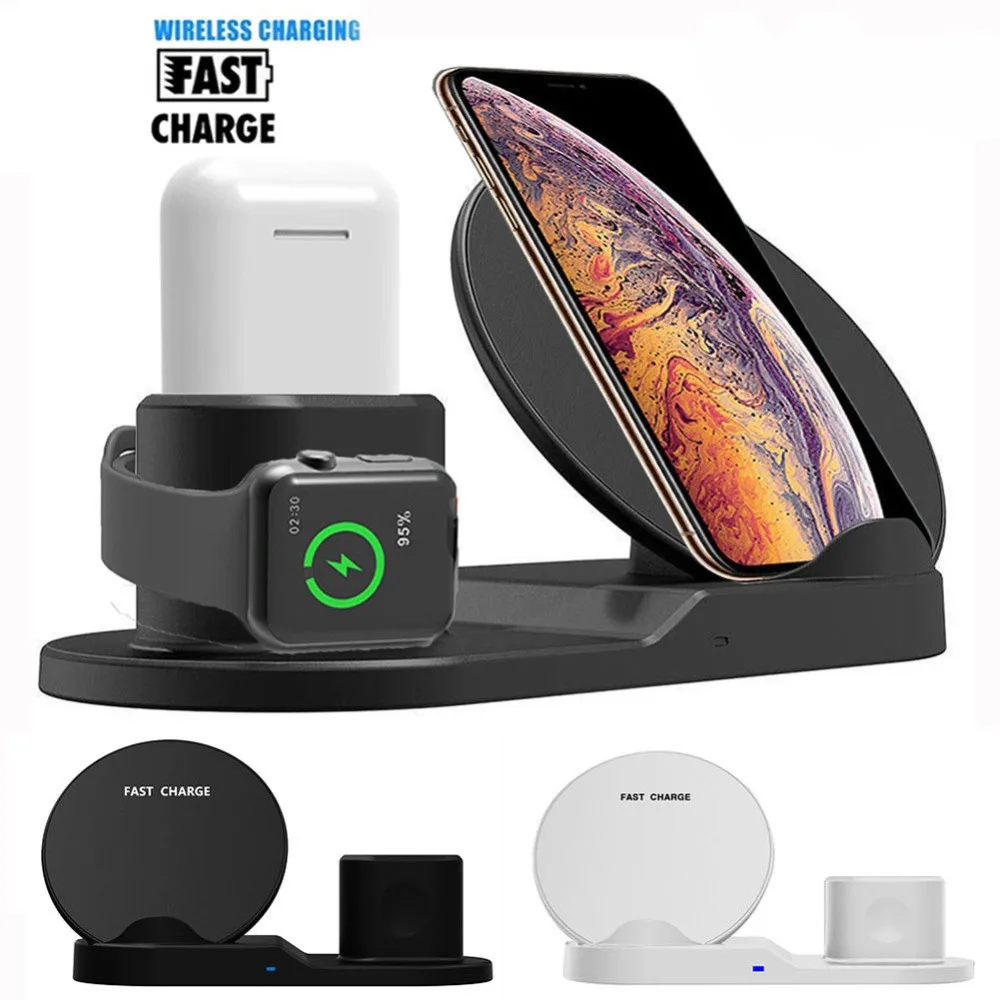 

3 In 1 Wireless Charger Dock For Iphone X XS Max XR Apple Watch 4 3 2 Airpods Desktop Stand Wireless Fast Charging Pad 10W