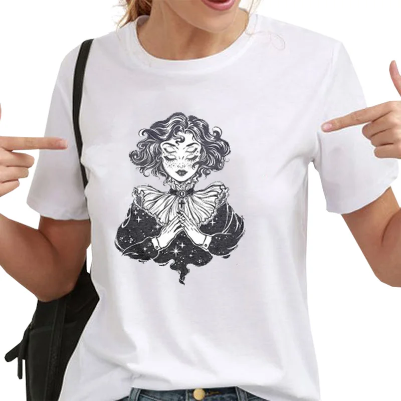 

Gothic Harajuku Witch Printed Women's Short Sleeve T-Shirt WomenLoose Summer T Shirt