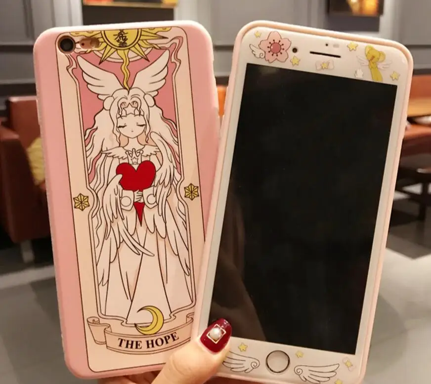 Для iPhone 8 8 plus Чехол+ пленка из закаленного стекла, Япония супер милый Captor SAKURA чехол для iPhone 6 S 6splus 7 7plus Fudas