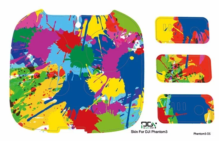PGY DJI Phantom 3 Accessories Phantom3 Stickers 3M Graphic Wrap Skin Skins Decals Quadcopter Drone Parts