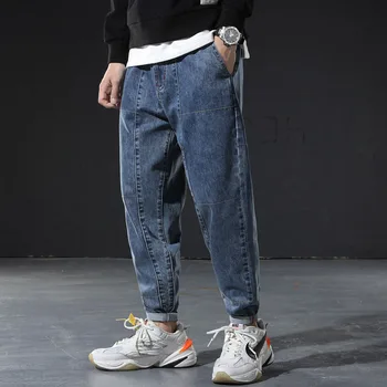 

High Quality Men Big Size Pants Big Pocket Cargo Fashion Jeans Harem Joggers Harajuku Sweatpant Hip Hop Trousers Plus Size M-5XL