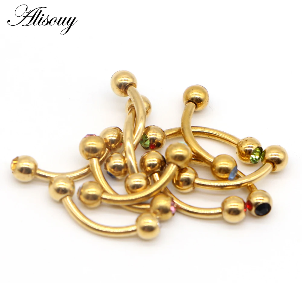 Alisouy 1PCS Surgical Stainless Steel Eyebrow Nose Lip Captive Bead Ring Tongue Piercing Tragus Cartilage Earring Body Jewelry