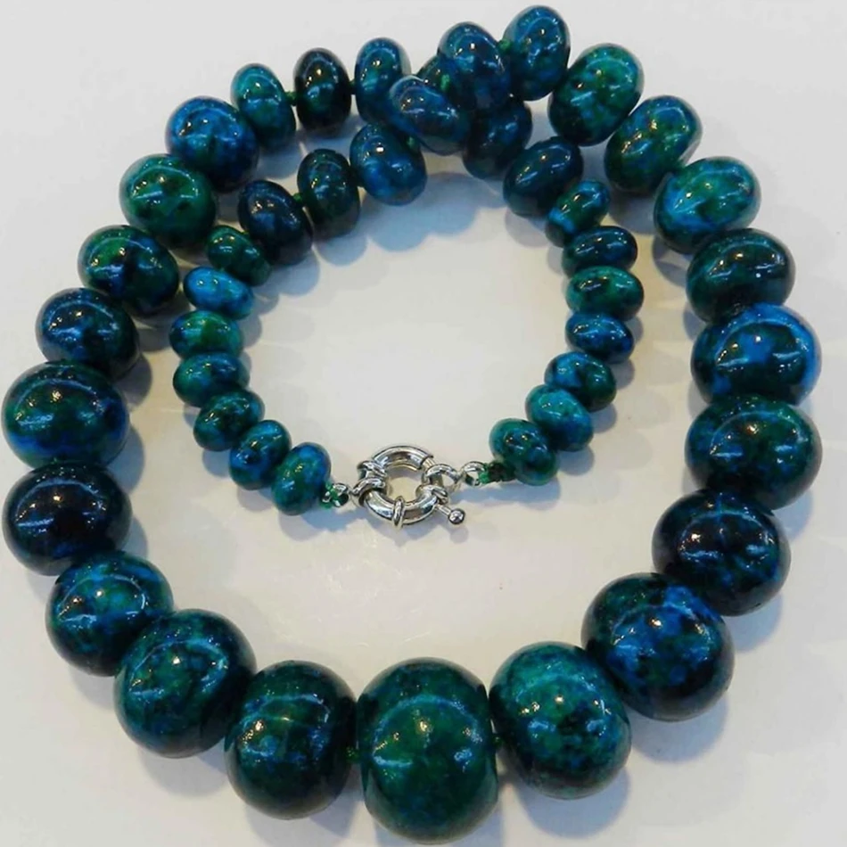 

10-20mm chrysocolla abacus rondelle Beads Fashion diy charms Necklace 17" GE1050
