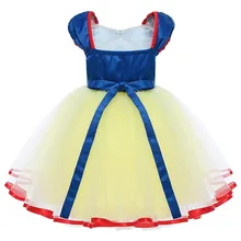 Кружевное платье принцессы Белоснежки для костюмированной вечеринки для девочек, праздничное платье, детское платье с фатиновой юбкой, платье-пачка с бантом для маленьких девочек, для детей 12 мес.-5 лет, 827