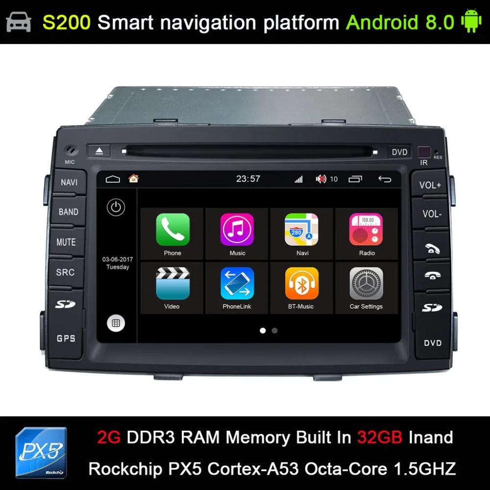 

Android 8.0 system PX5 Octa 8-Core CPU 2G Ram 32GB Rom Car DVD Radio GPS Navigation for KIA Sorento 2009-2012
