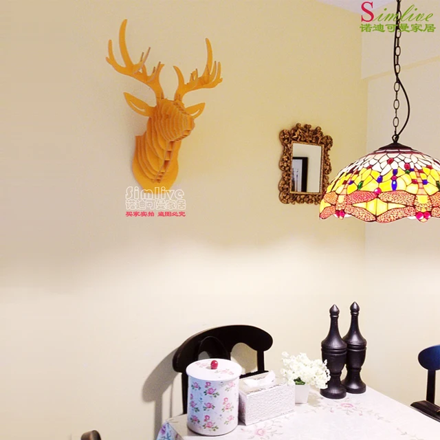 NODIC Design Carved good wood deer head hanging wall decor,DIY assembly 3D wooden crafts animal head Europe style home decor NODIC Design Carved good wood deer head hanging wall decor,DIY assembly 3D wooden crafts animal head Europe style home decor