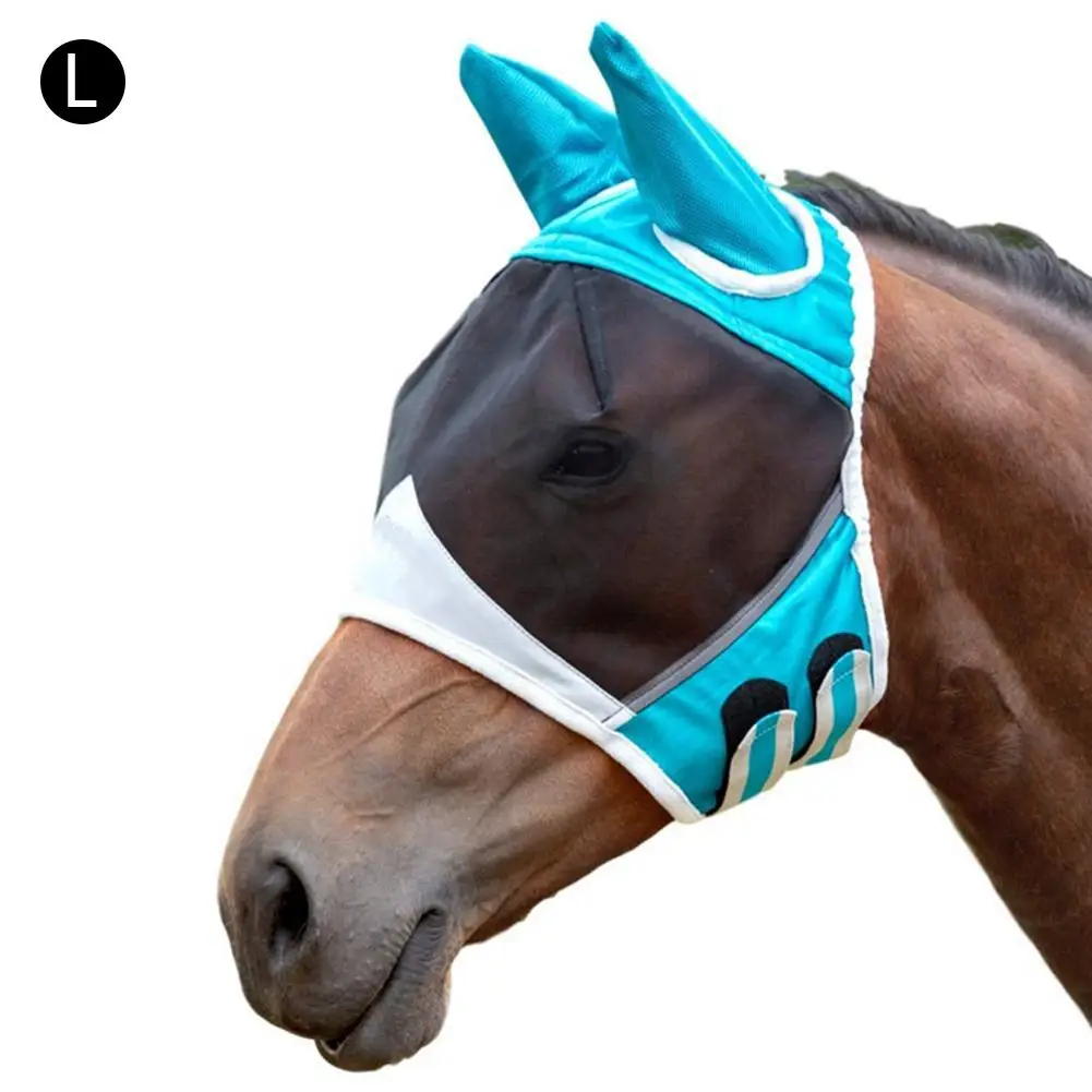 Horse Fly Mask Comfortable Breathable Horse Mask With Ear Anti Mosquito Horse Mask Dropshipping - Цвет: B