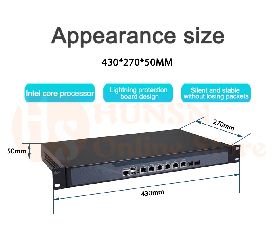 Брандмауэр Mikrotik Pfsense сети VPN Security Appliance маршрутизатор ПК Intel Core I5 4430, [HUNSN RS16], (6LAN/2USB/1COM/1VGA)