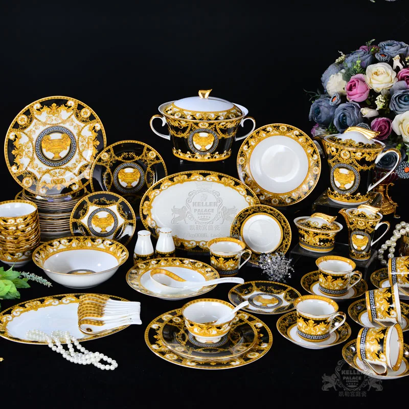PRESTIGE GALA наборы посуды bone china(69 шт.) Модная посуда в западном стиле тарелки и