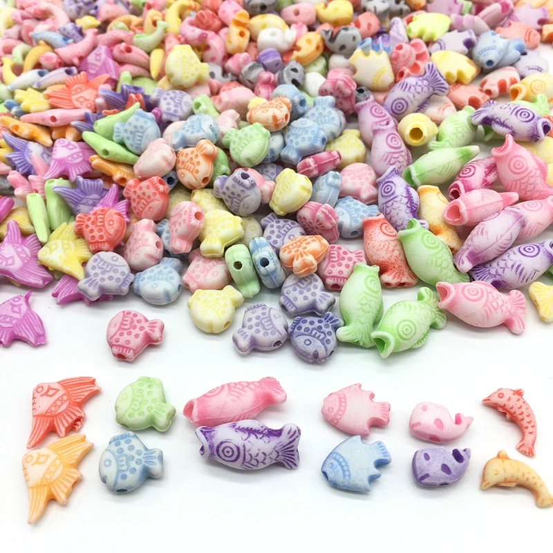 

Meideheng Plastic mini Ocean Series Small fish Clown fish Whale beads for Jewelry making string Bracelet for children 6 style