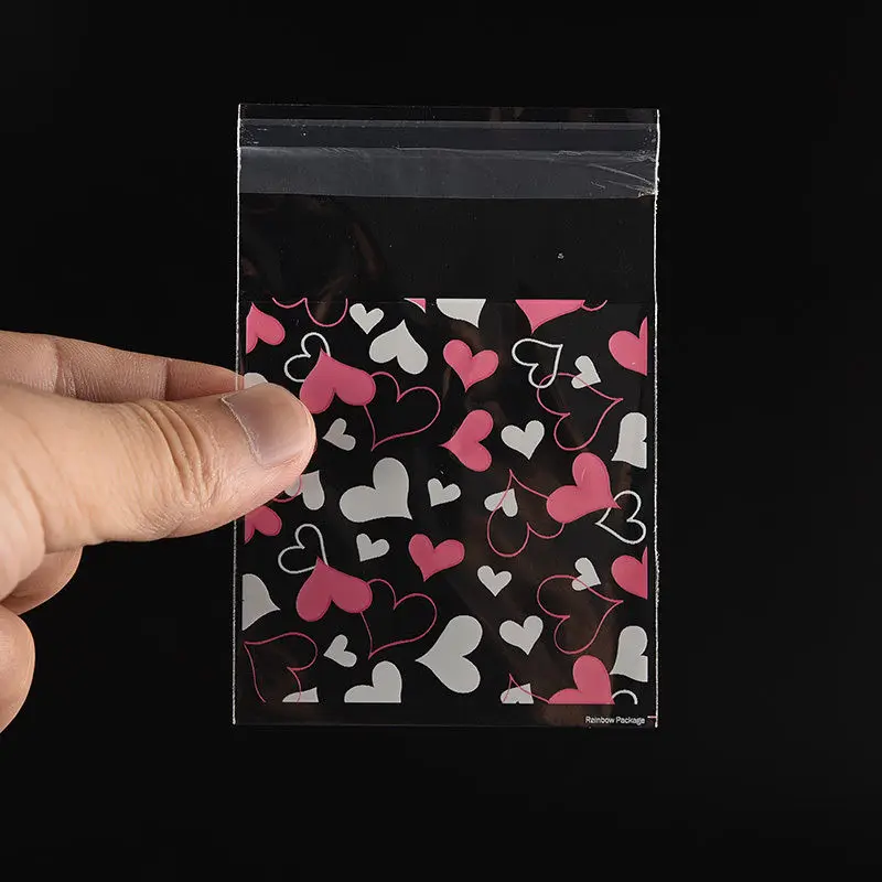 100 шт мини розовый сердце упаковочная сумка прозрачный целлофановый печенье Сладкий пакет Свадьба День рождения конфеты вечерние для ластовицы 7 см* 7 см+ 3 см
