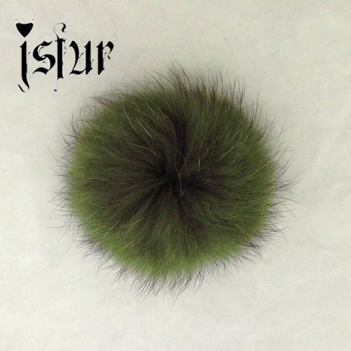 13-14cm енот меха пом poms роскошные меха шары больше цветов - Цвет: green