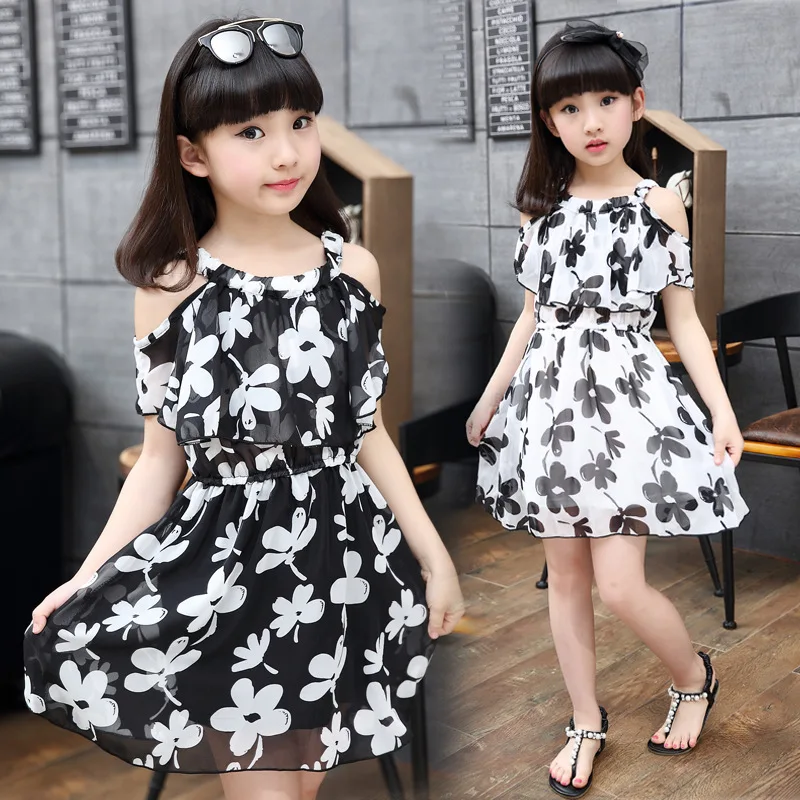 

Big Girls Dresses Summer 2019 Off Shoulder Chiffon Kids Frocks Floral Children Princess Party Dress For Girls Costume Vestidos