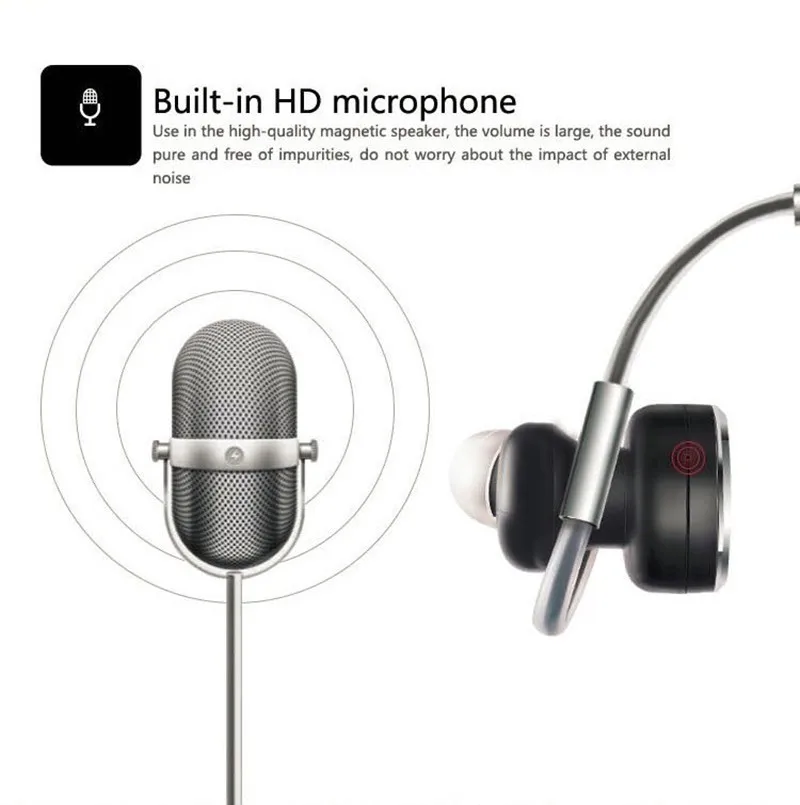 Noise Cancelling Bluetooth Headset Sports Wireless Handsfree Earphones Voice Command Sweatproof Bluetooth Earphones with Mic (10)
