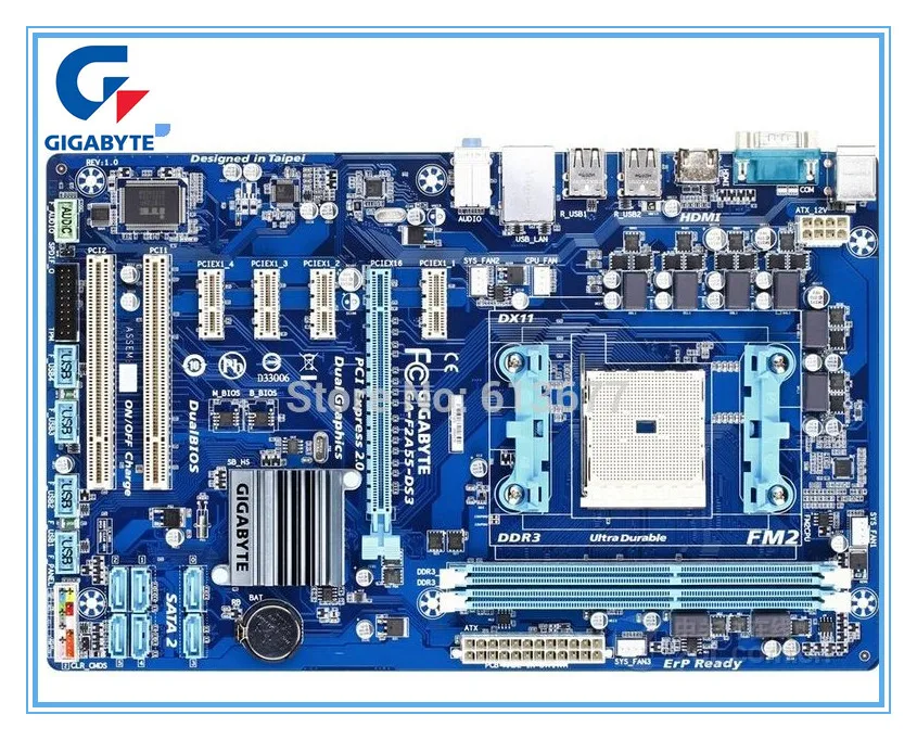 

Free shipping original motherboard for Gigabyte GA-F2A55-DS3 Socket FM2 DDR3 F2A55-DS3 USB2.0 64GB desktop motherboards