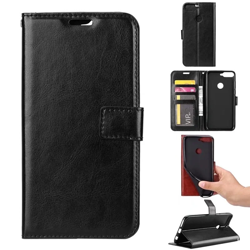 New For Huawei Y6 2018 PU Leather Case For Huawei Y6 2018 Case Filp Wallet Cover Silicone Fundas Card Slot Stand Phone Cases (17)