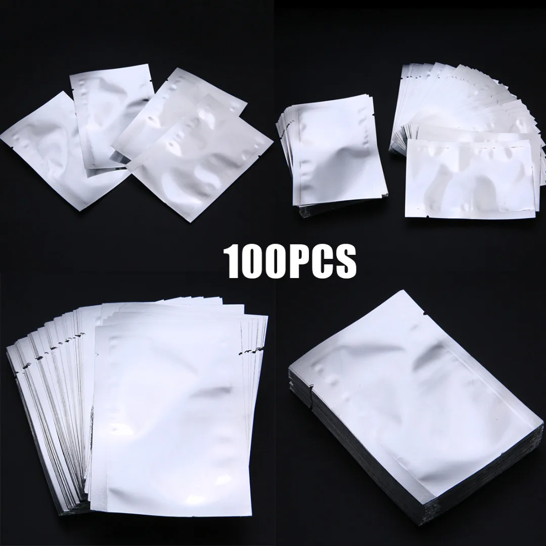 100pcs Multifunction Kitchen Tools Storage Aluminum Foil Bag Silver  Bags Vacuum Sealer Zipper Food Saver Fresh Bags