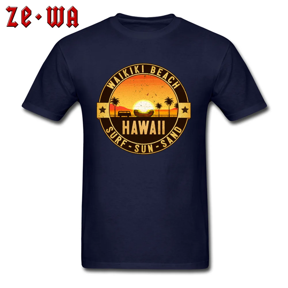 Dominant Mens Tops Shirts Summer Design Top T-shirts Cotton Short Sleeve Comics Tee-Shirt Round Collar Wholesale WAIKIKI BEACH HAWAII OAHU SURF SUN SAND SURFING BEACH VACATION V navy