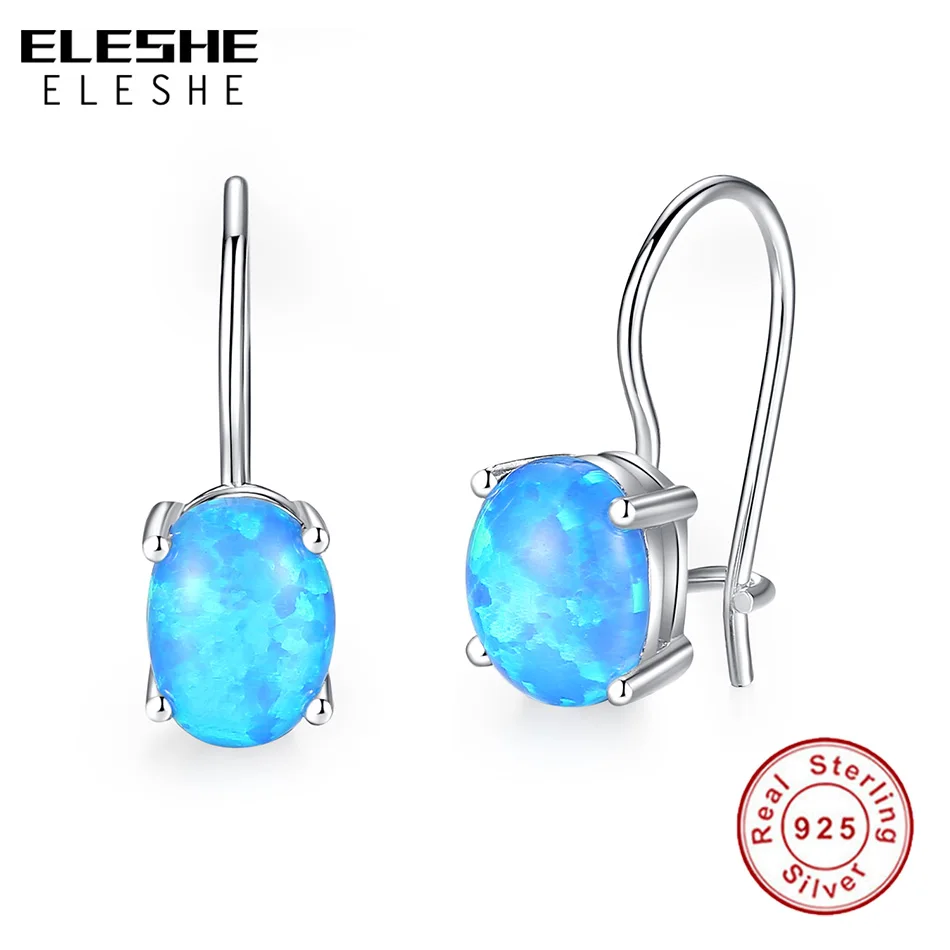 

ELESHE 2019 Summer Fashion Blue CZ Birthstone Drop Earring 925 Sterling Silver Dangle Earrings for Women Girls Luxury Jewelry