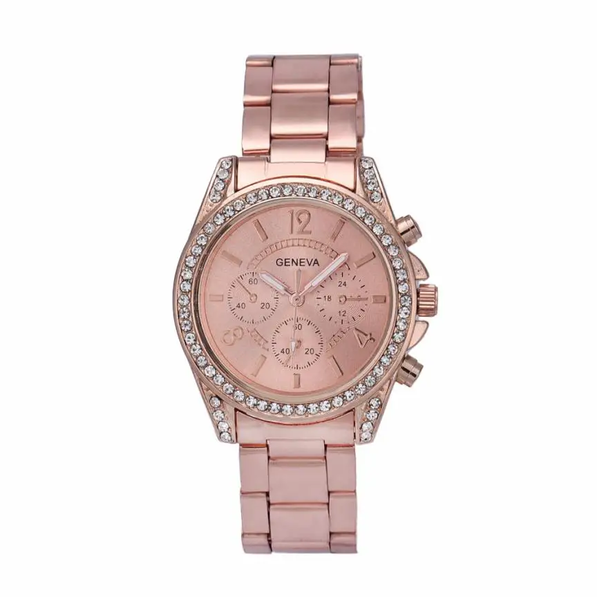 

Women's Fashion Quartz Movement Watch Alloy Strap Stainless Steel Dial Analog Watch Crystal Stone Diamond Geneva Watch #W
