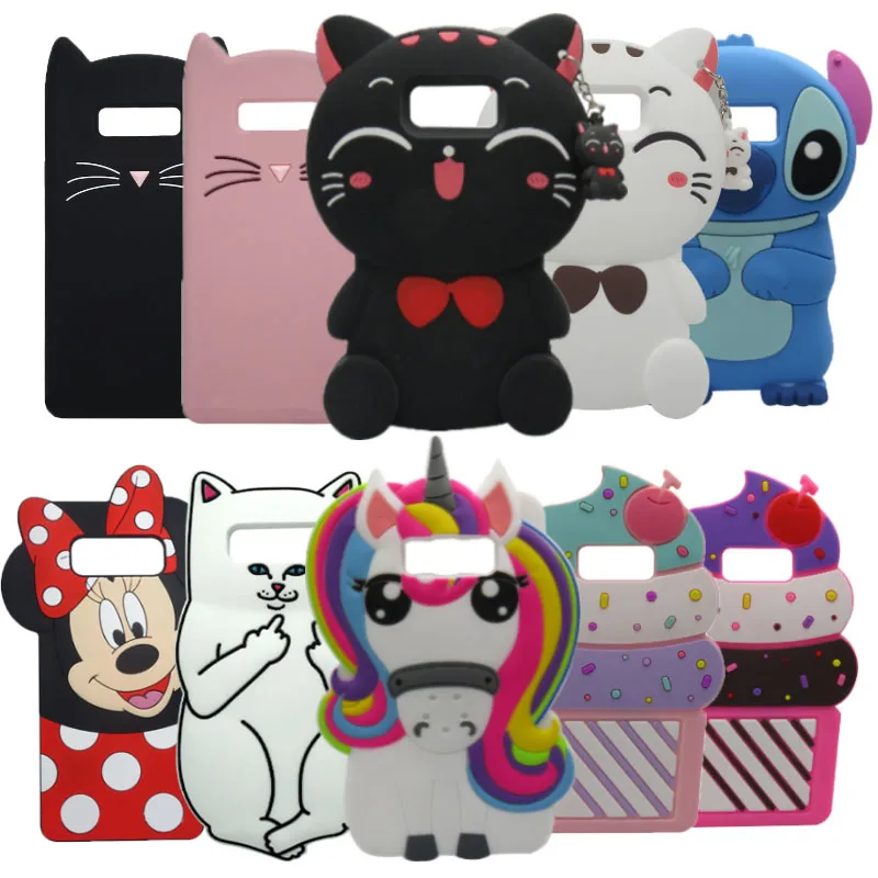 

For Samsung Note 8 case cover phone case For Samsung galaxy Note 8 Note8 capas 3D Cartoon Minnie Stitch Cat unicorn back cover